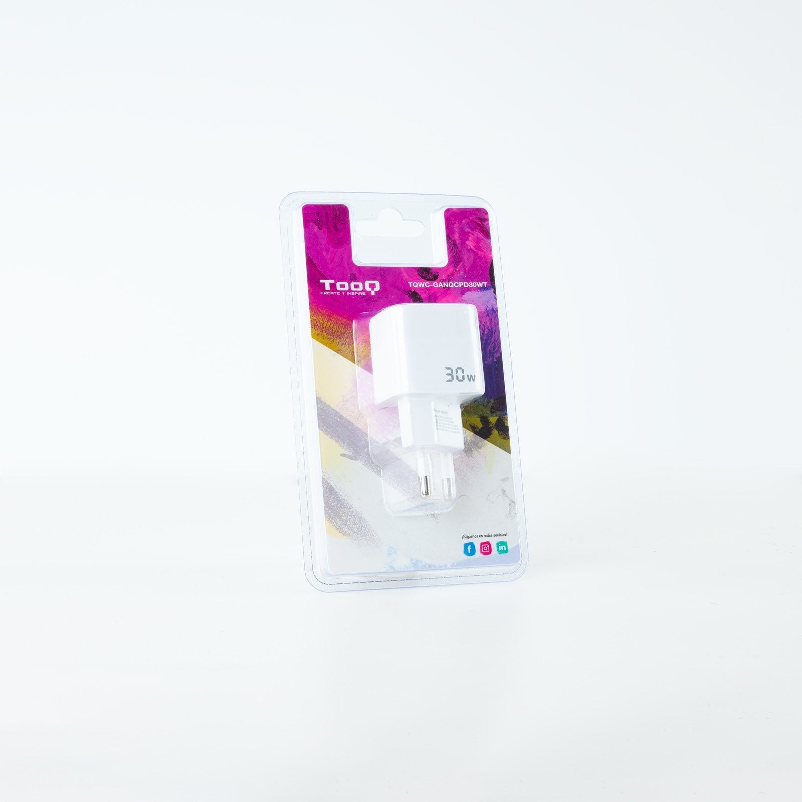 Tooq Cargador De Pared Gan Usb-C/Pd + Usb-A/Qc 30w - Blanco