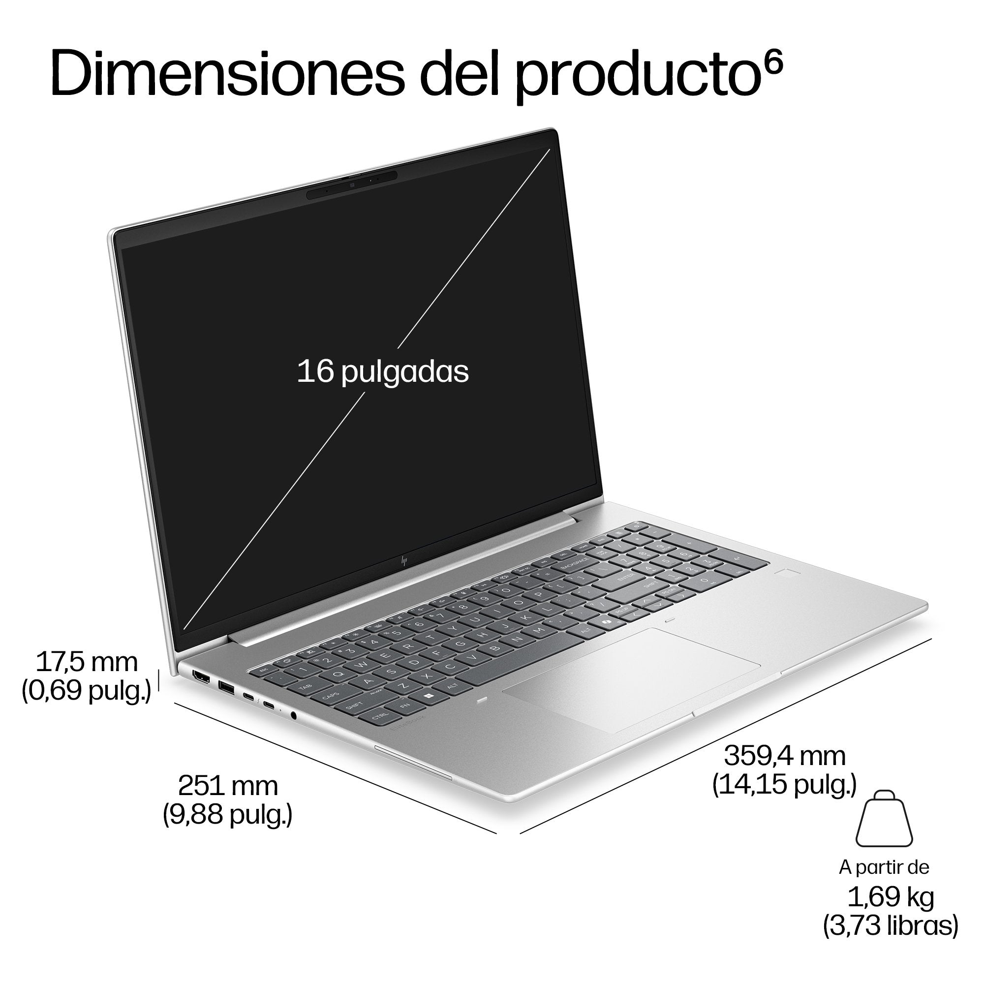EAN 0826581572640 - HP ProBook 4 G2i 16 inch Notebook AI PC Wolf Pro Security Edition Intel Core 7 350 Portátil 40,6 cm (16") imagen 15