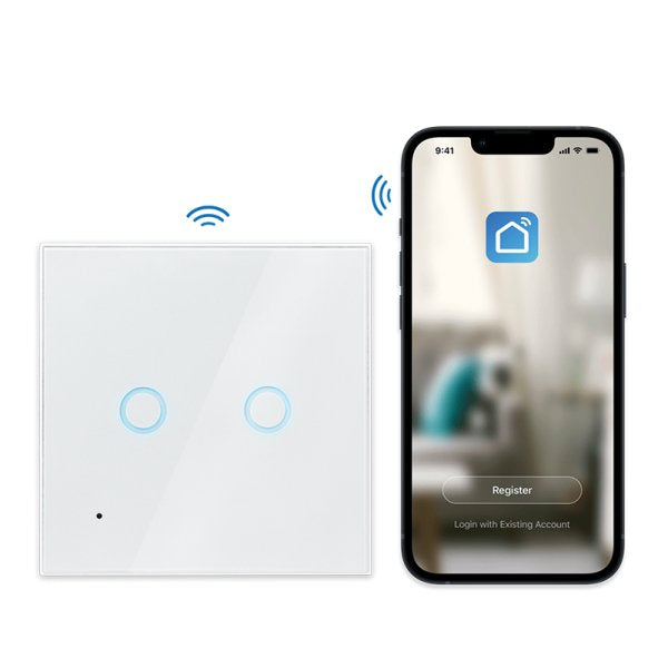 Logilink Wifi Smart Eu Light Switch, 2-Gang, Tuya Compatible