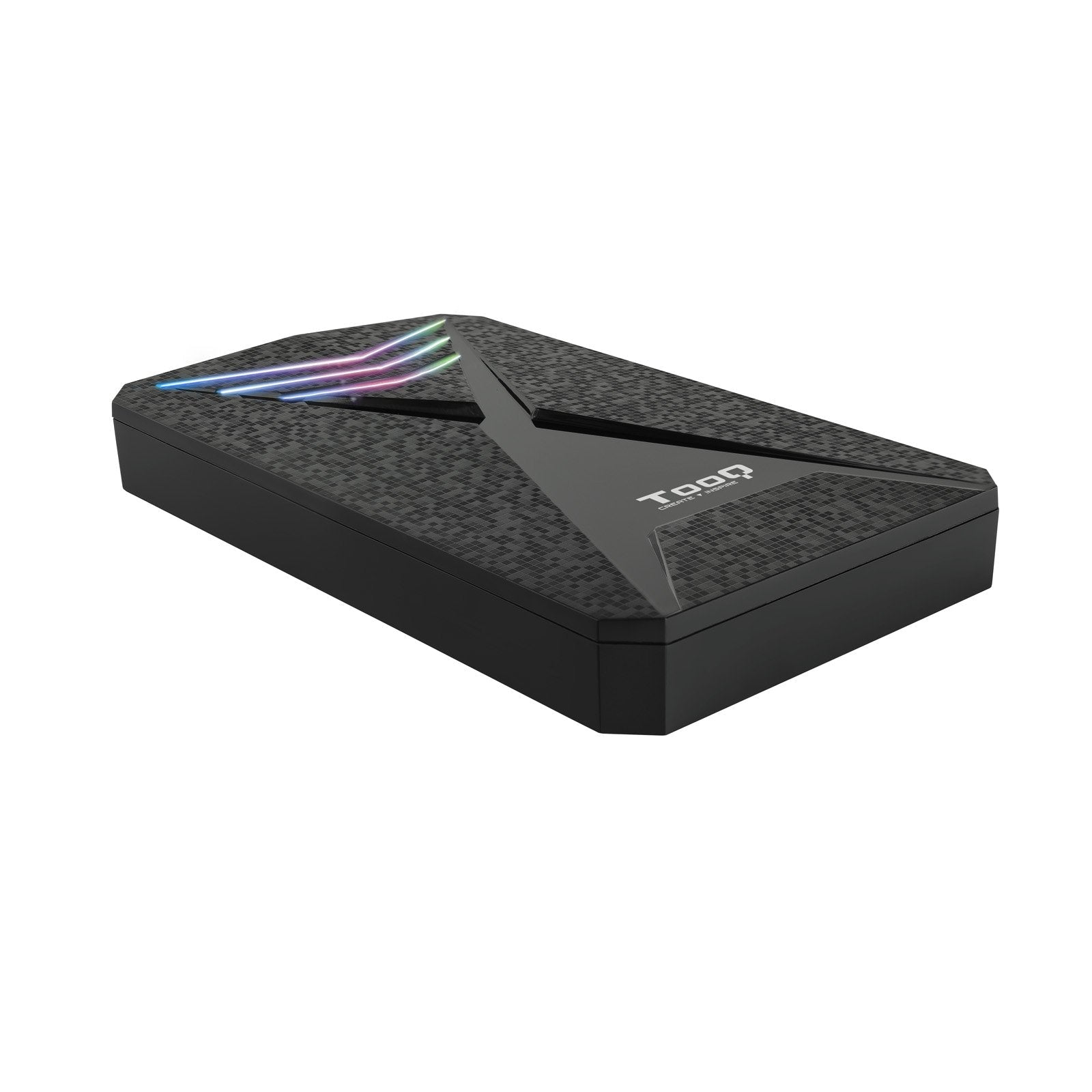 Tooq Carcasa Externa Gaming Hdd/Sdd 2.5" Hasta 9.5mm Sata Usb 3.0/3.1 Gen 1 - Iluminacion Led Rgb - Sin Tornillos -