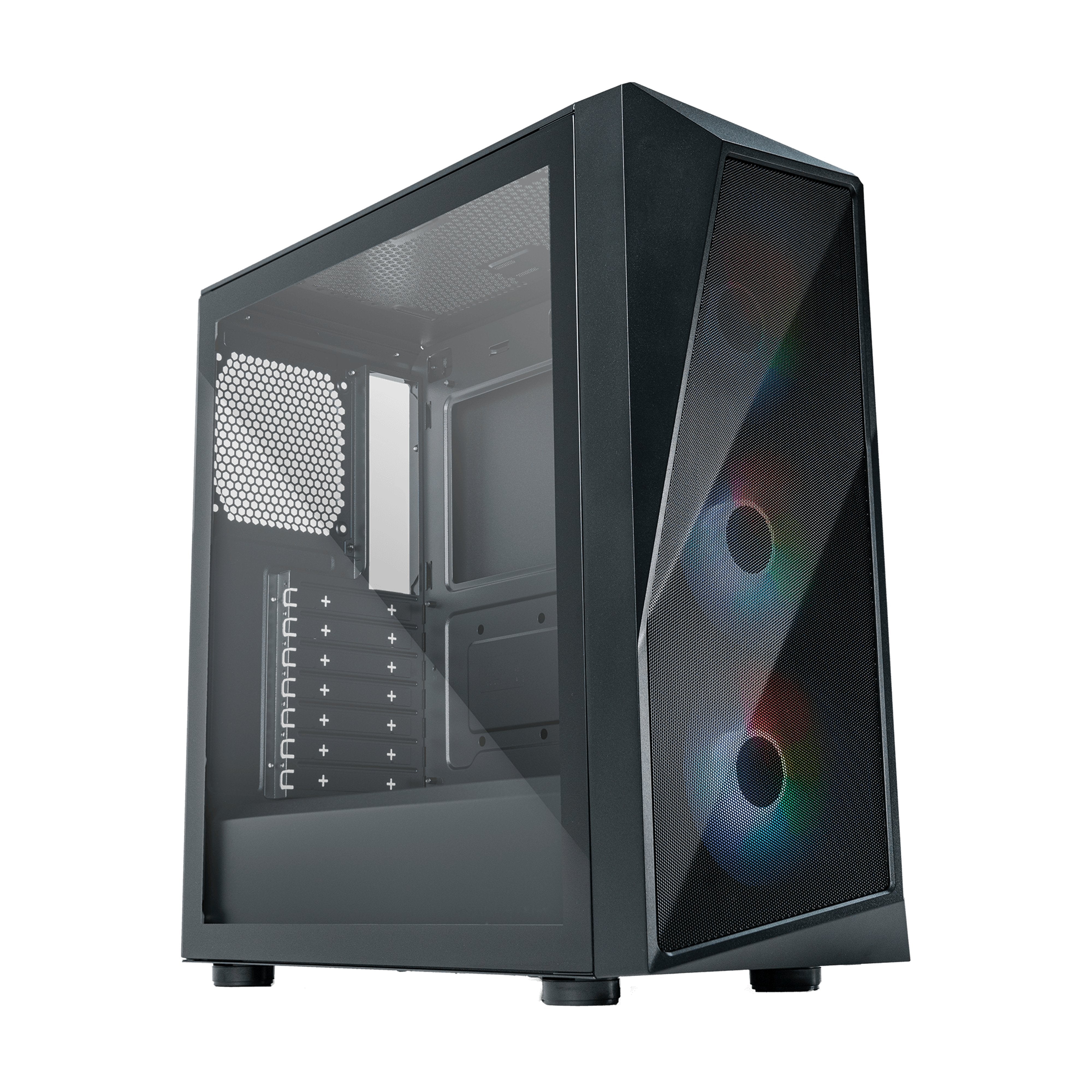 Caja Pc Cooler Master Cmp 520 Midi Tower Negro (Cooler Master Cmp 520 Case, Black, Mid Tower, 1 X Usb 3.2 Gen 1 Type-A, 1 X Usb 2.0, Tempered Glass Side Window Panel, Asymmetrical Mesh Geode Front Panel, 3 X Addressable Rgb Fans Included)