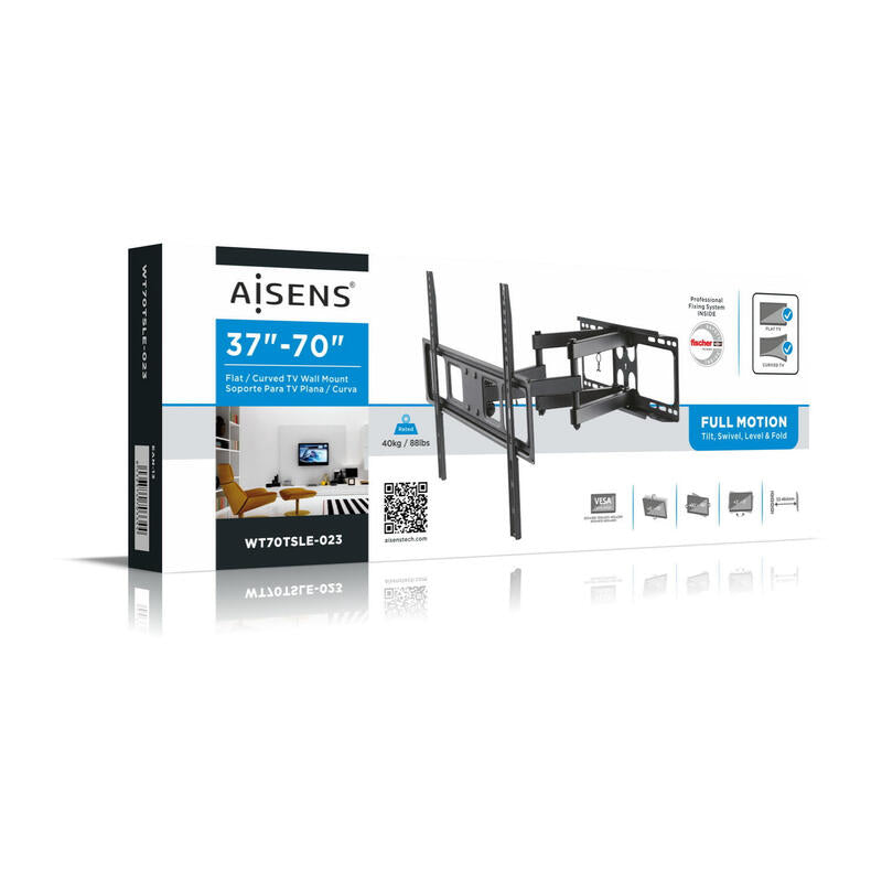 Aisens Soporte De Pared Para Pantallas 37-70'/94-177cm Hasta 40kg Giratorio / Inclinable / Nivelable Vesa Max. 600*400