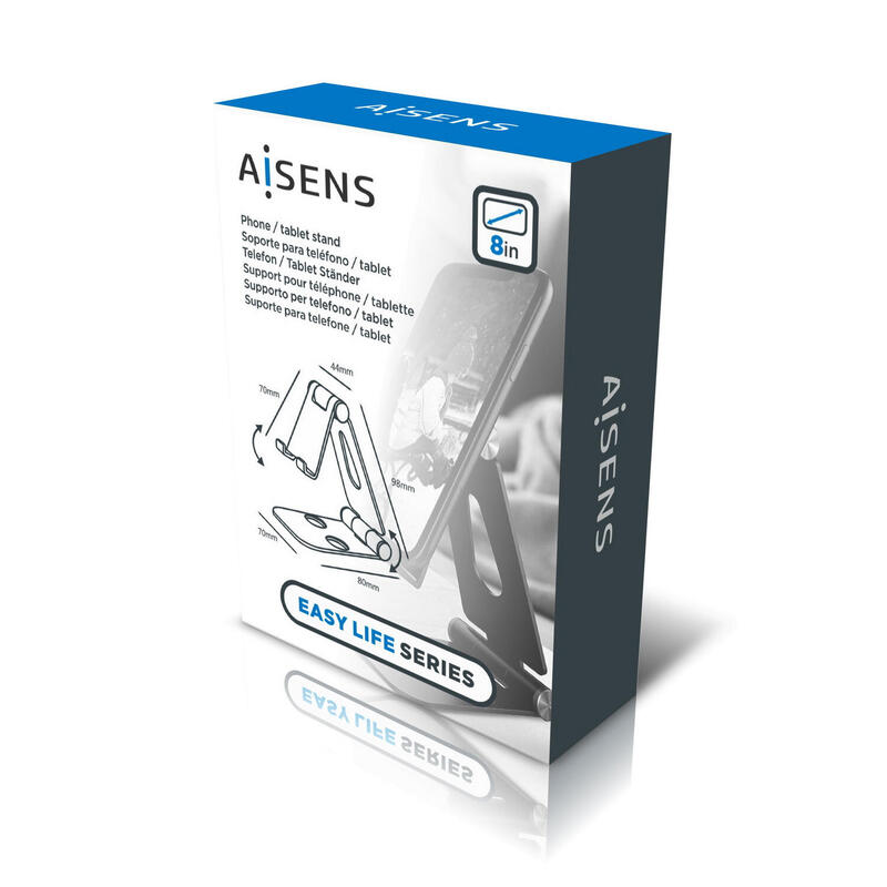 Aisens Soporte De Sobremesa Tamaño M Ajustable (2 Pivotes) Para Movil / Tablet - Plata