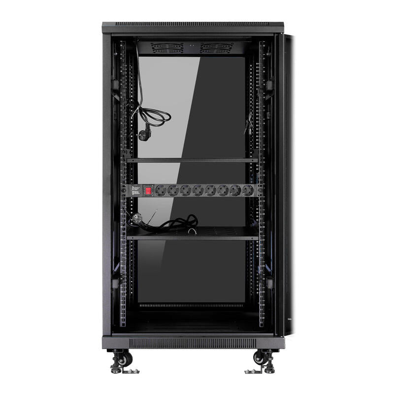 Aiten Data Ai6822 Armario De Suelo 22u - Ancho 600 - Fondo 800 - Con Accesorios - Ruedas Con Freno - Negro