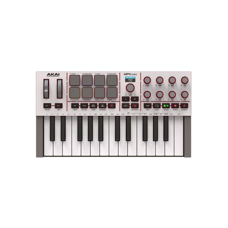 Akai Mpk Mini Mk4 - Controlador Midi / Teclado De Control, Blanco