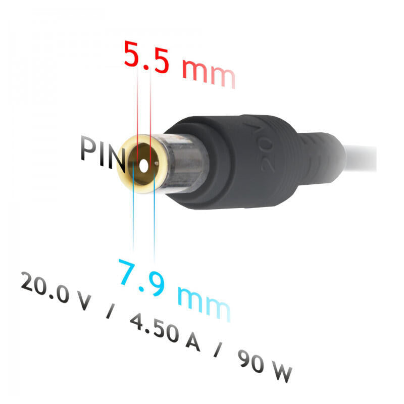 Akyga Cargador Para Coche Para Portátil Ak-Nd-39 20v / 4.5a 90w 7.9x5.5 Mm + Pin Lenovo