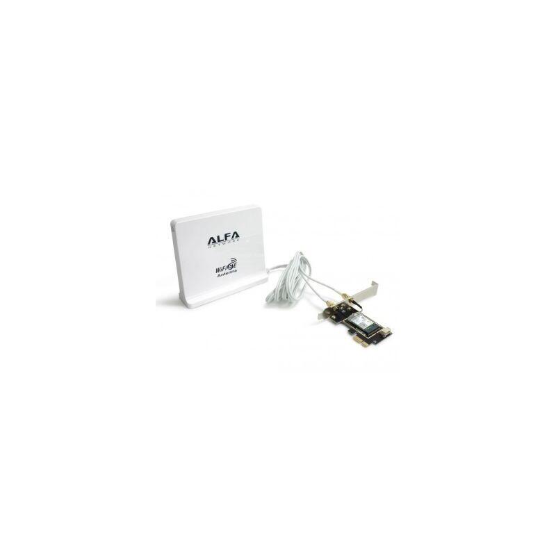 Alfa Network Ait-Ax210-Ez - Tarjeta Wireles Pci-Express, Wifi 6,  802.11ax Tribanda (6e,5,2,4 Ghz), Bluetooth 5.2, Antena 5 Dbi Mimo Con Base Magn&Eacute Tica