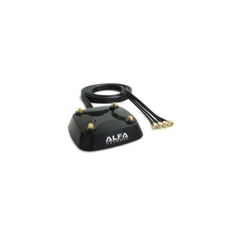 Alfa Network Ars-As04t - Base Magn&Eacute Tica Dual 4x4 Con Cuatro Conectores Rp-Sma Hembra Al Final Del Cable De 2 Metros Y Cuatro Rp-Sma Macho En La Base