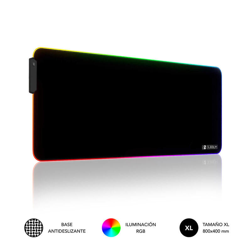 Alfombrilla Premium Led Rgb Subblim 800x300x4mm/ 9 Colores/ 3 Efectos De Iluminacion