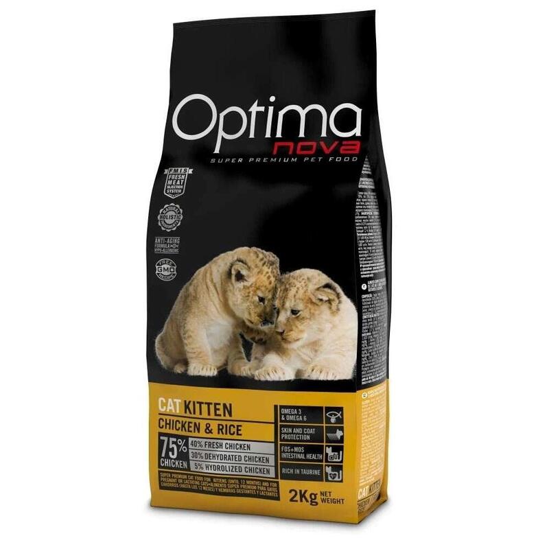 Alimento Seco Para Gatos Optimanova Kitten Mono Pollo Y Arroz  2kg