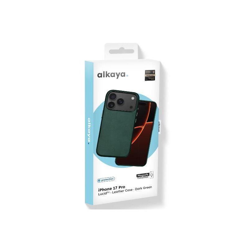 Alkaya Lucid Handy Schutzhülle Leather Funda F. Magsafe Iphone 17pro Dunkelgrün