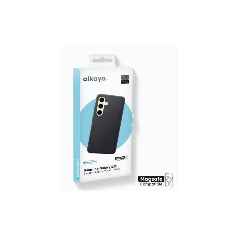 Alkaya Lucid Magsafe Handy Funda Intellig. Leder Samsung Galaxy S25, Negro