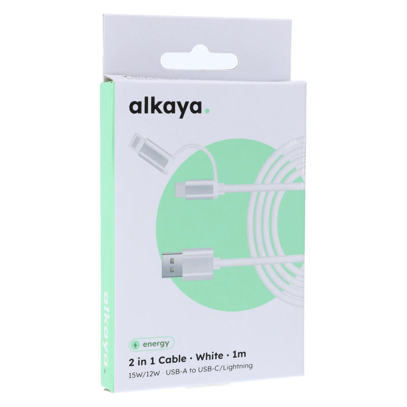 Alkaya Speed Flex 2 In 1 Cable De Datos Hochglanz 15w/12w, 1 M Blanco