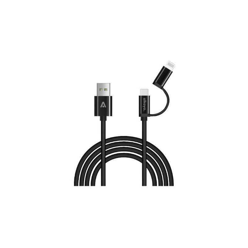 Alkaya Speed Flex 2 In 1 Cable De Datos Hochglanz 15w/12w, 1 M Negro