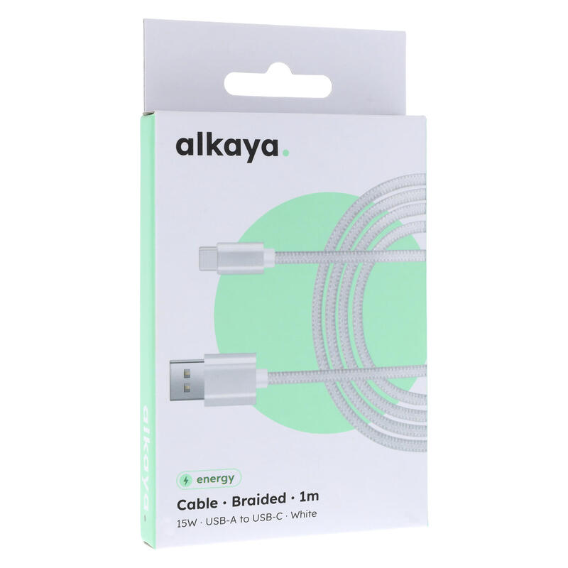 Alkaya Speed Flex Cable De Datos Geflochten 15w, 1m Blanco