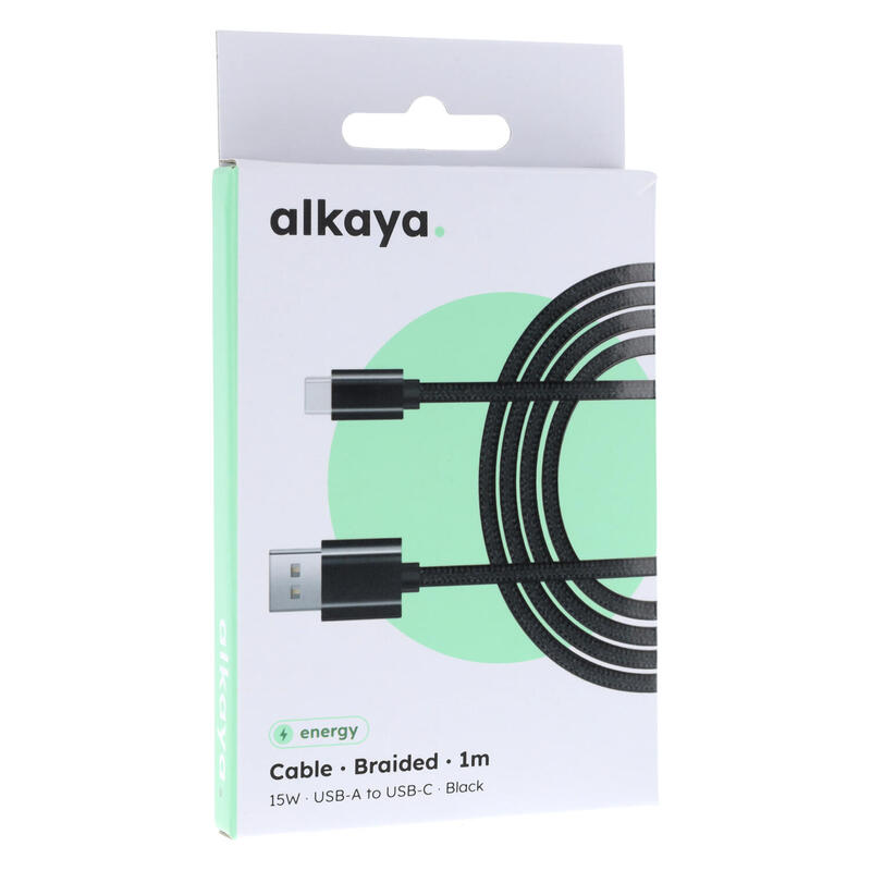 Alkaya Speed Flex Cable De Datos Geflochten 15w, 1m Negro