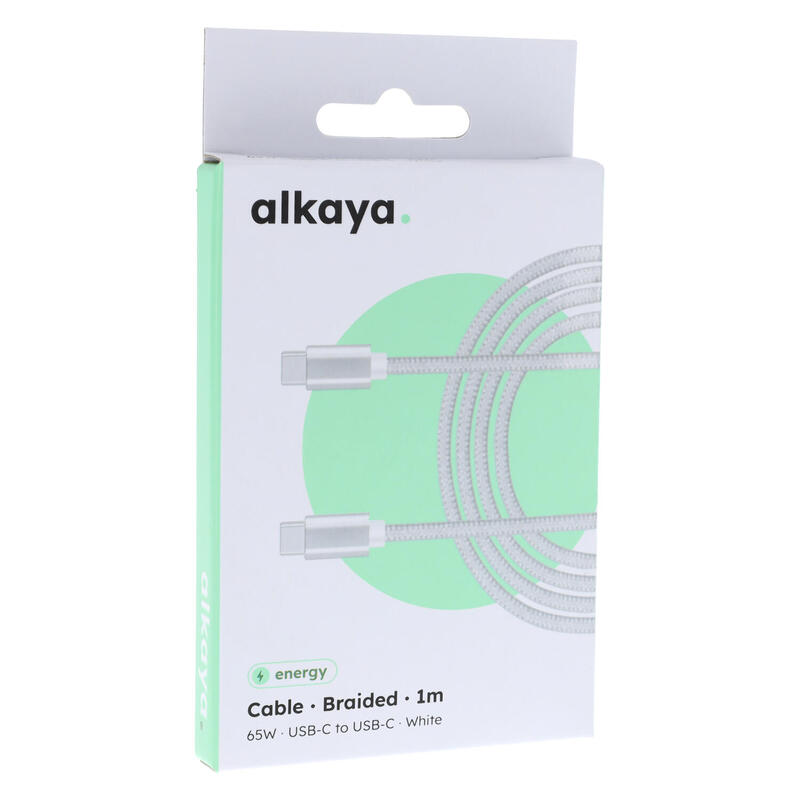 Alkaya Speed Flex Cable De Datos Geflochten 65w, 1m Blanco