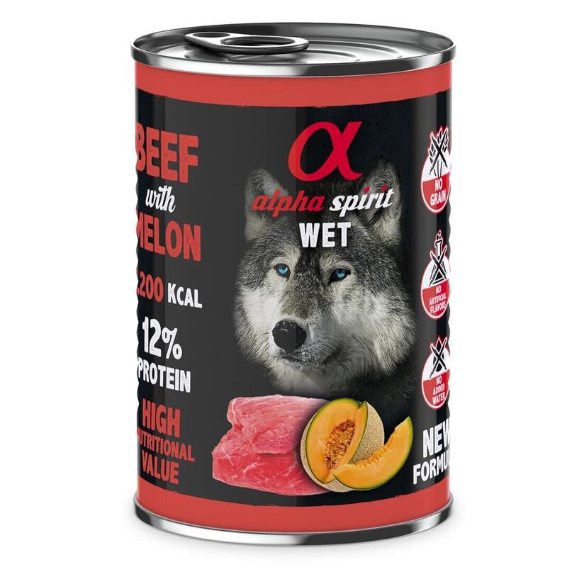 Alpha Spirit Wet BUf Au Melon - Nourriture Humide Pour Chien - 400g
