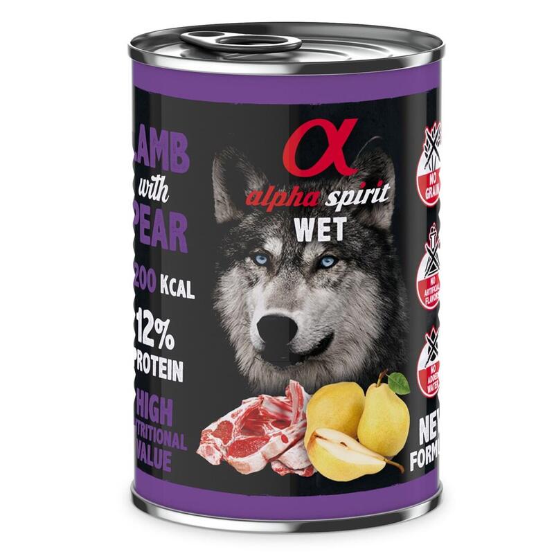 Alpha Spirit Wet Cordero Con Pera - Comida Húmeda Para Perros - 400g
