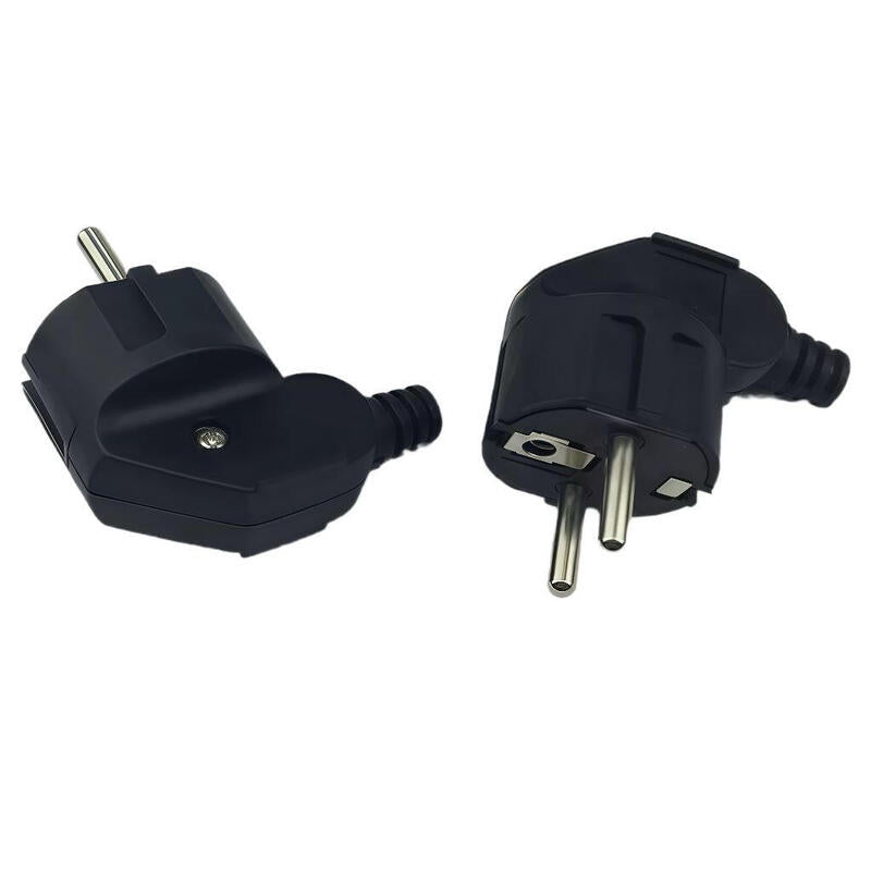 Angled Schuko Power Plug,  Black, 16a 250v