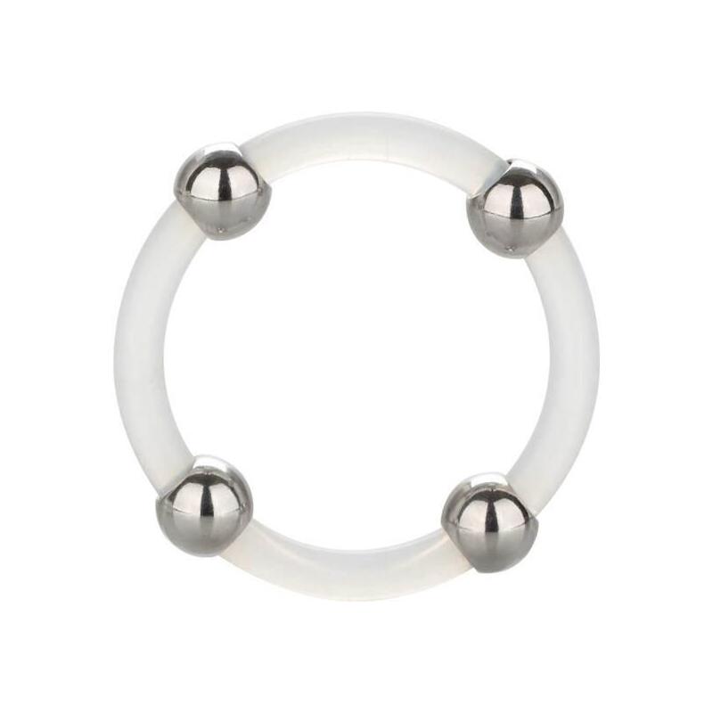 Anillo De Silicona Con Cuentas De Acero - Talla L