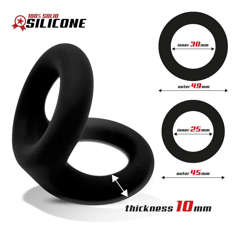 Anillo Doble Para El Pene Silicona Solida 2.5 / 3 Cm