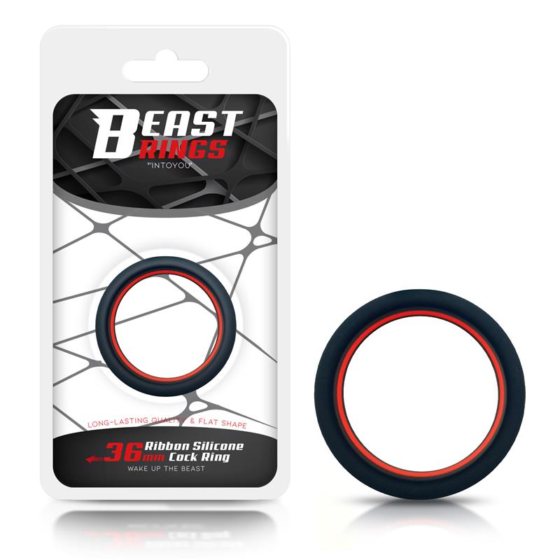 Anillo Para El Pene 100% Silicona Sólida 3.6 Cm Rojo Y Negro