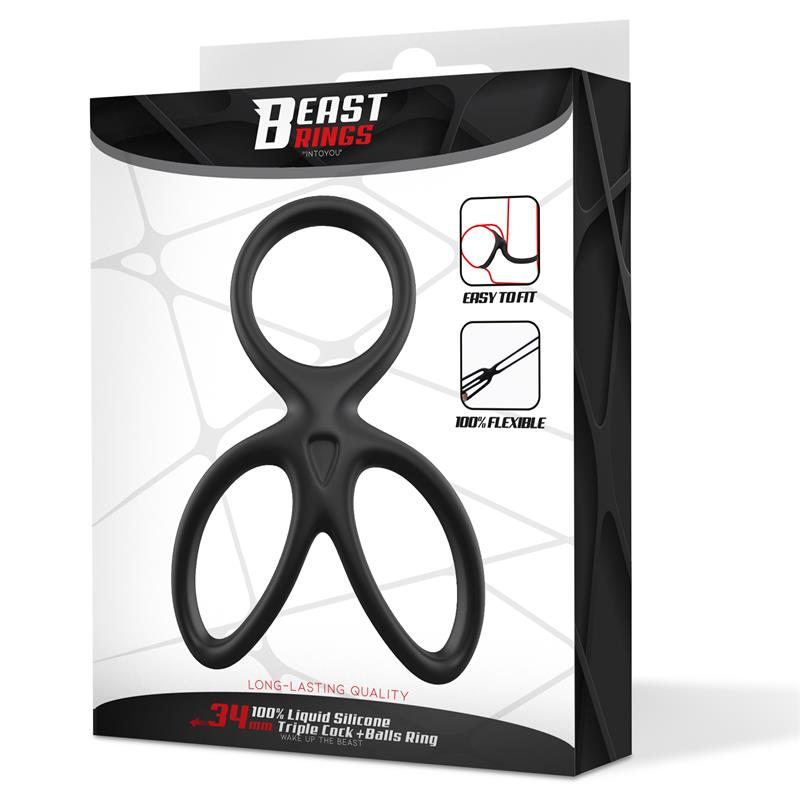 Anillo Triple Pene Y Testículos Silicona Líquida Flexible