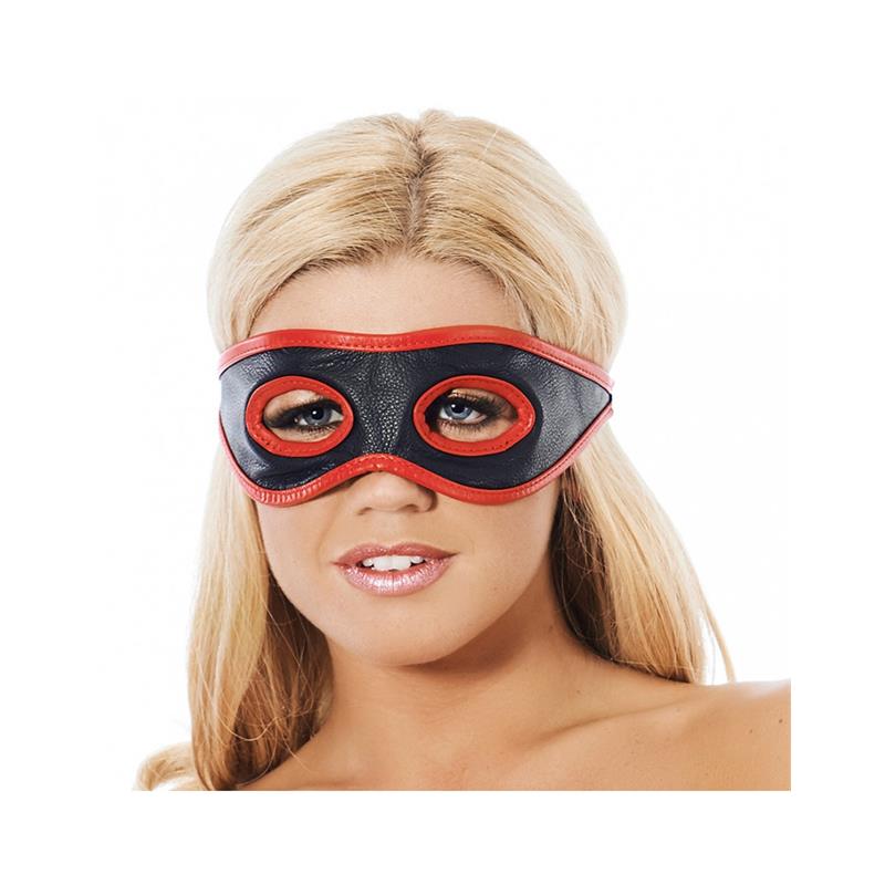 Antifaz Cuero Con Aberturas En Los Ojos  Rojo Y Negro