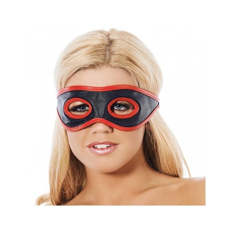 Antifaz Cuero Con Aberturas En Los Ojos  Rojo Y Negro