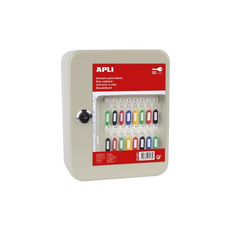 Apli Armario Porta Llaves Con Cierre - 20 Posiciones - Ideal Para Oficinas Y Almacenes - Organizacion Y Acceso Facil -
