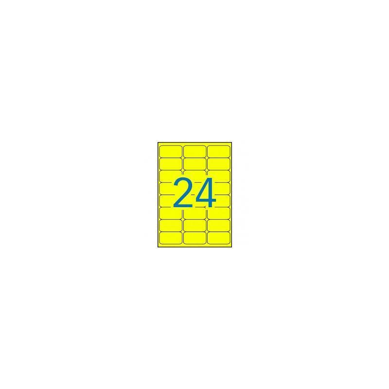 Apli Etiquetas Adhesivas 64x33,9mm Láser C/Romos 24 X 20h Amarillo Fluorescente