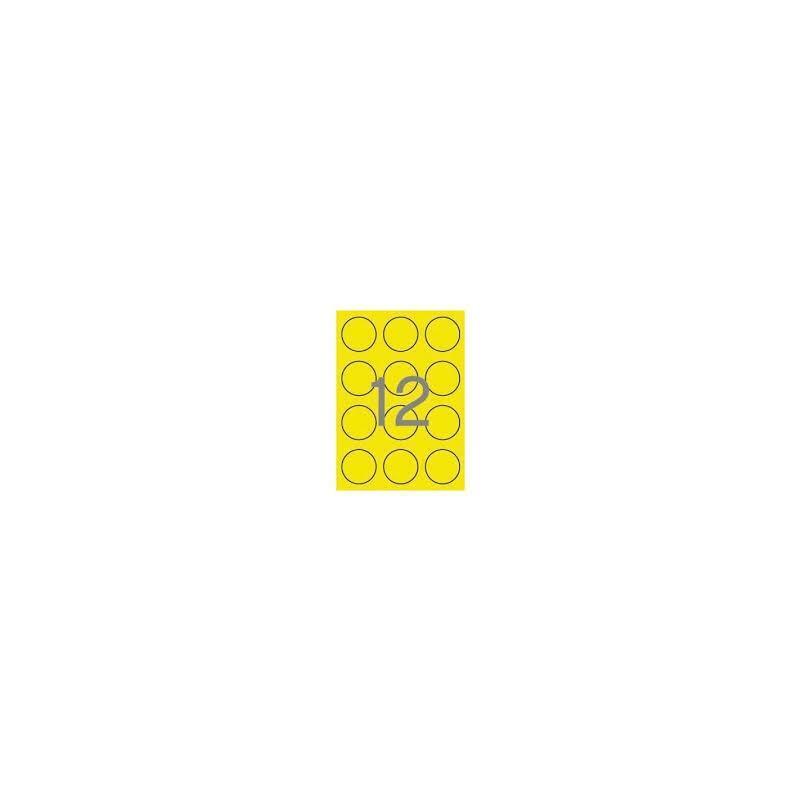 Apli Etiquetas Adhesivas Circulares Ø60mm Láser 12 X 20h Amarillo Fluorescente
