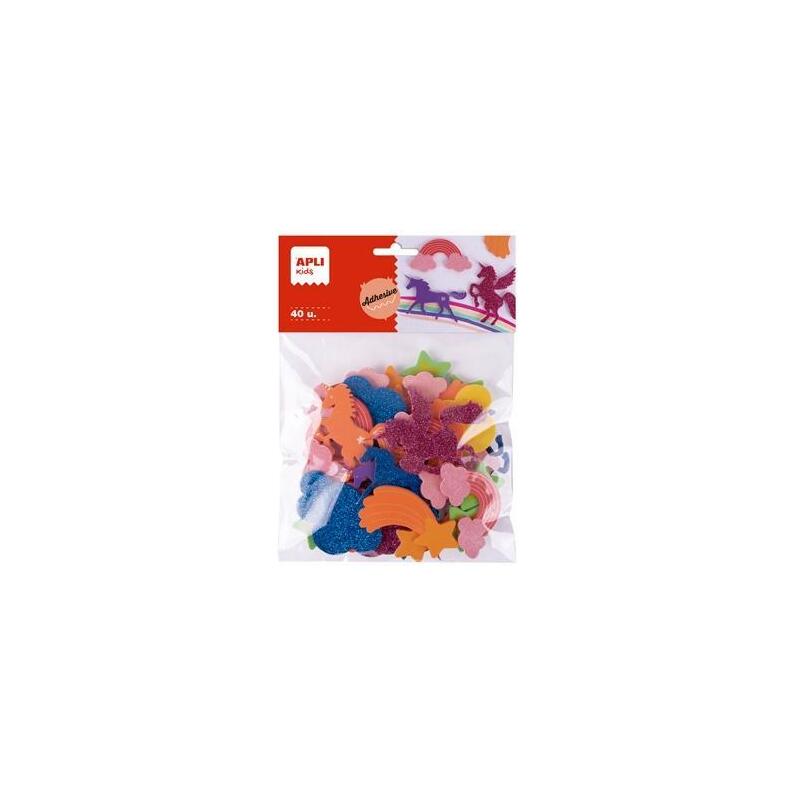 Apli Formas De Goma Eva Adhesiva Diseño Unicornios Bolsa De 40 C/Surtidos +4 Años
