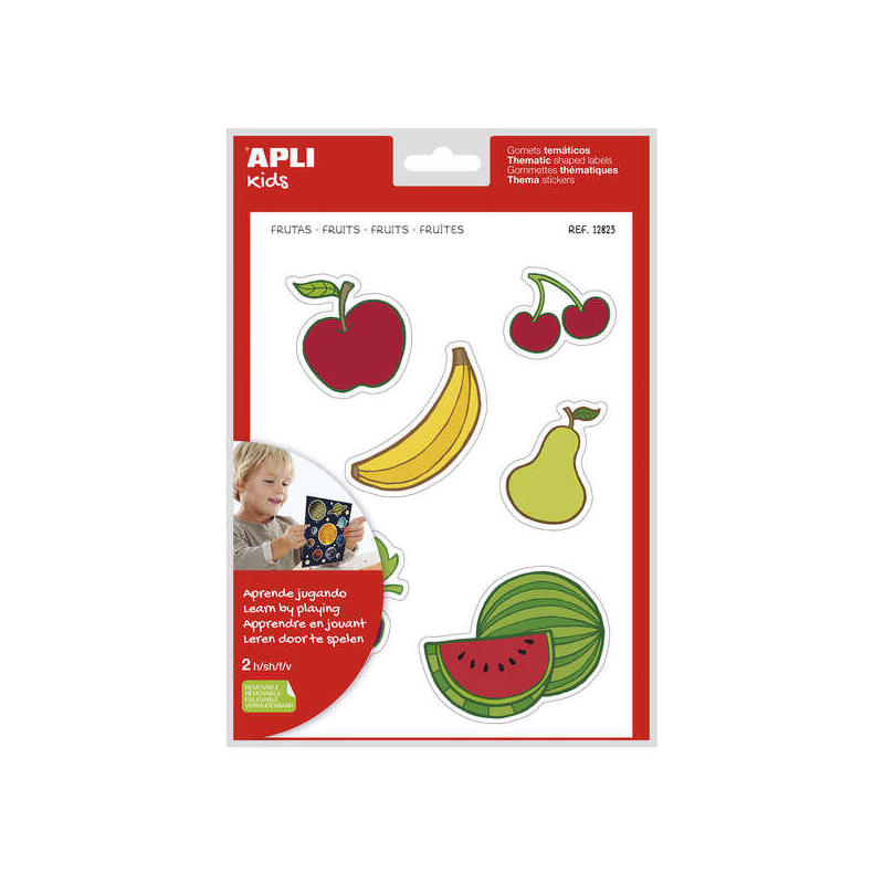 Apli Gomets Tematicos Las Frutas Xl - 22 Gomets En 2 Hojas A4 - Desarrollados Con Educadores - Adhesivo Removible -
