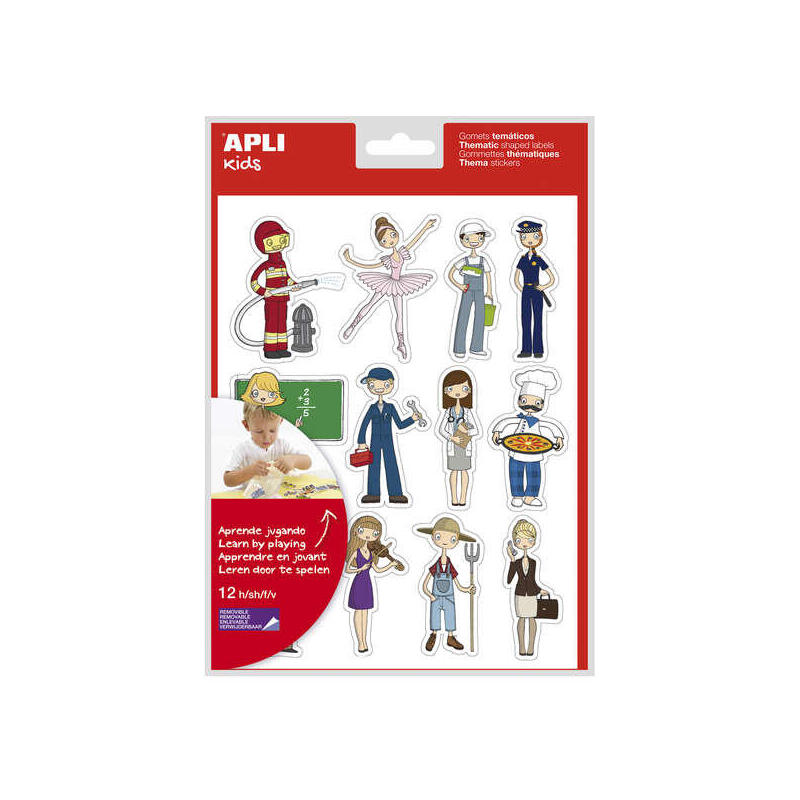 Apli Gomets Tematicos Las Profesiones - 144 Unidades - Adhesivo Removible - Desarrollados Con Educadores -