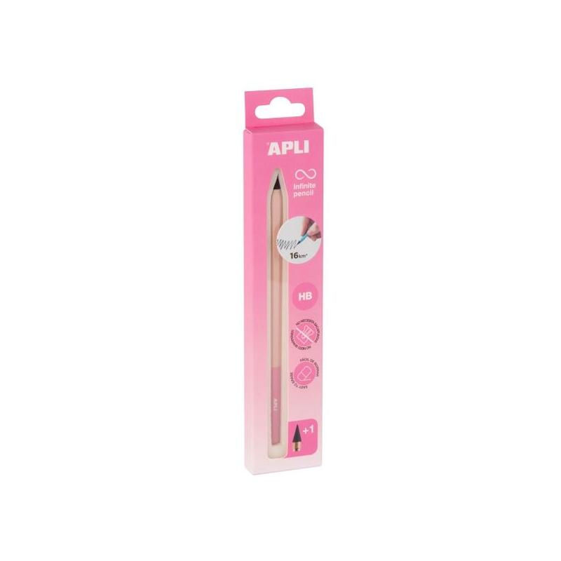 Apli Infinite Pencil Nordik Pack De Lapiz Infinito Hb + Mina De Recambio + Tapon Protector - Para Escribir Hasta 16km -