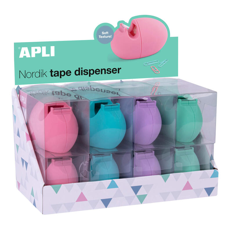 Apli Nordik Collection Dispensadores De Cinta Adhesiva - Medida 60x70x120mm - 8 Portarrollos De Diferentes Colores - Textura Suave Y Tacto Agradable - Compatible Con Rollos De 19mmx33m