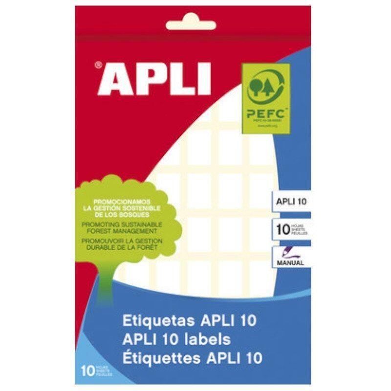 Apli Pack 10 Hojas Etiquetas 19x27mm Escritura Manual Cantos Romos Blanco
