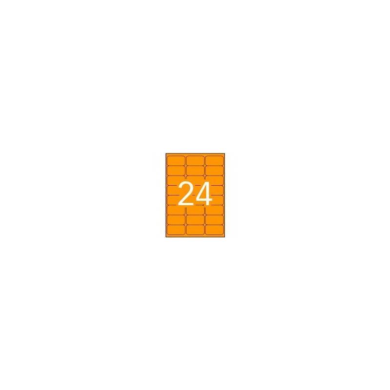 Apli Pack 20 Hojas Etiquetas 64x33,9mm Láser/Fotocopiadoras Cantos Romos Naranja Flúor