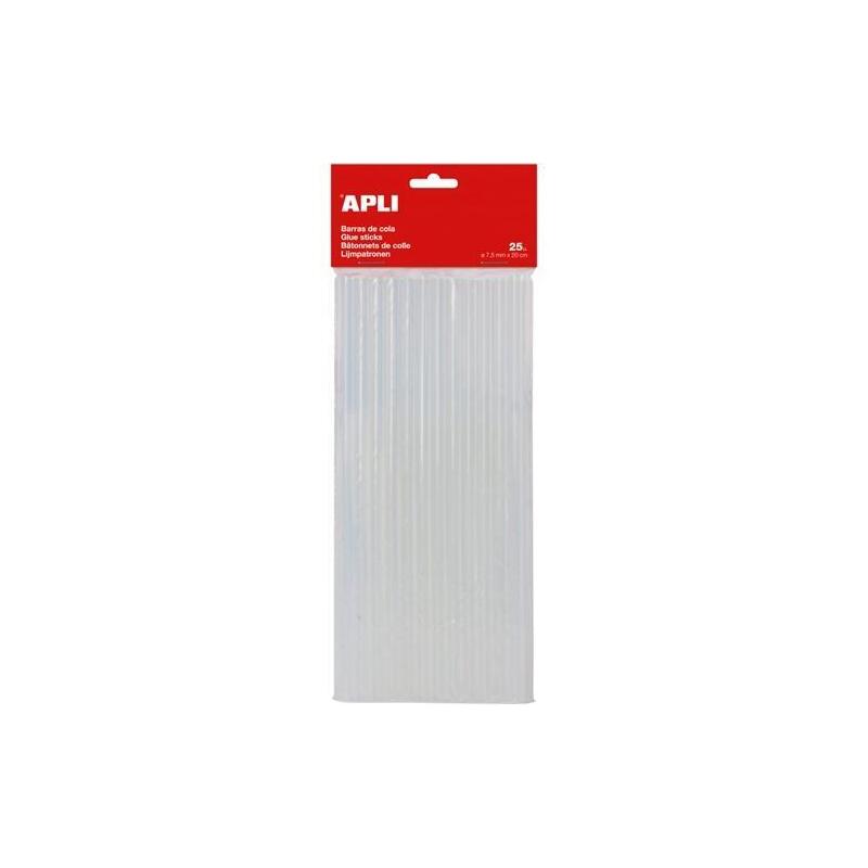 Apli Pack 25 Barras Adhesivas Para Pistola De Silicona Caliente Ø7,5mm X 20cm Transparentes