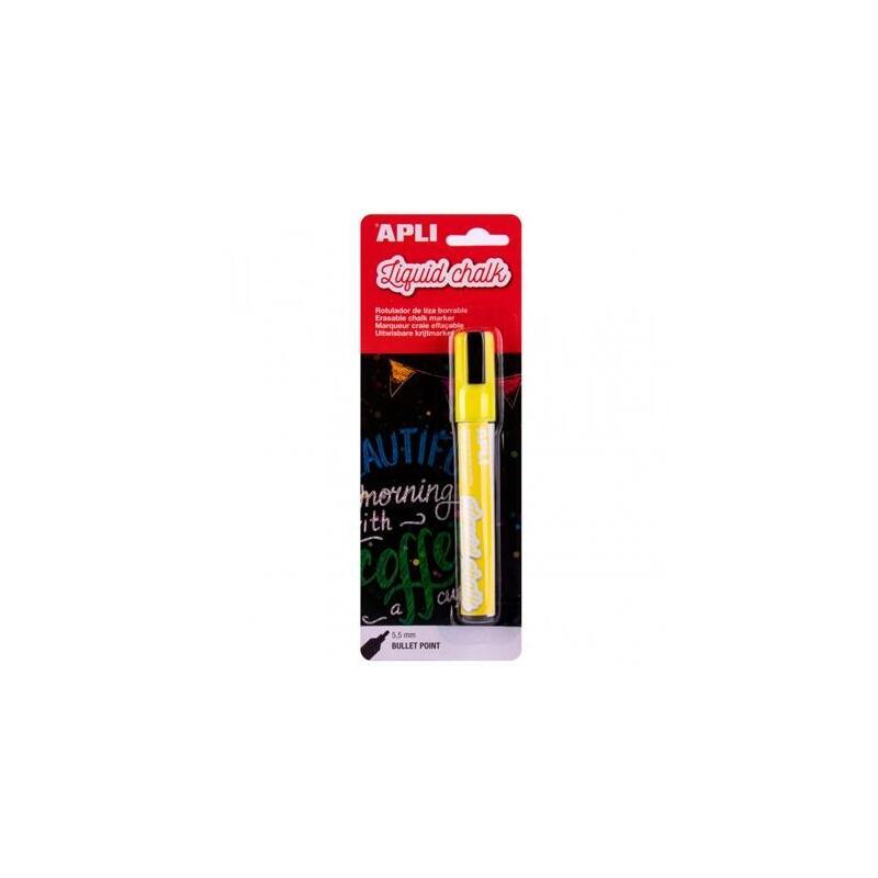 Apli Rotulador Tiza Líquida Punta Redonda 5,5mm Amarillo