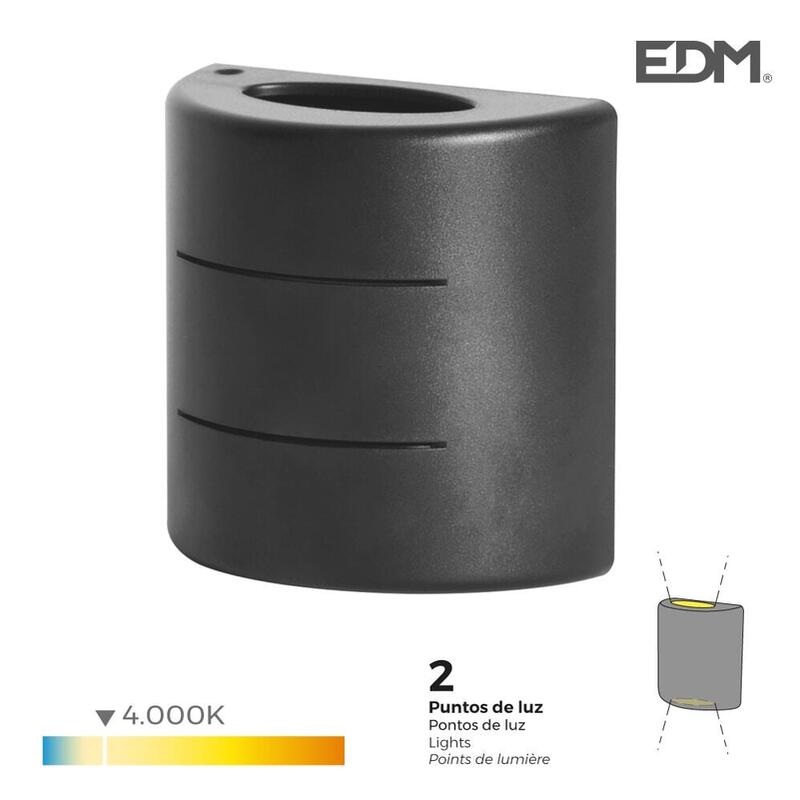 Aplique Led 6w 60lm 4000k Luz Dia Ip54 12x12x6cm Ovalado Con Rayas Edm