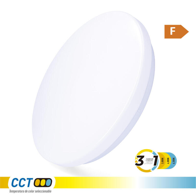 Aplique Led Circular De Superficie 18 W 3cct 1820 Lm Ø33 X 6,6 Cm