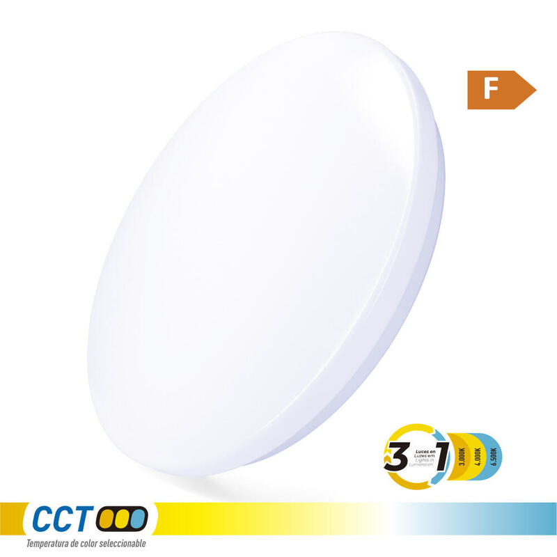 Aplique Led Circular De Superficie 24 W 3cct 2490 Lm Ø38 X 6,6 Cm