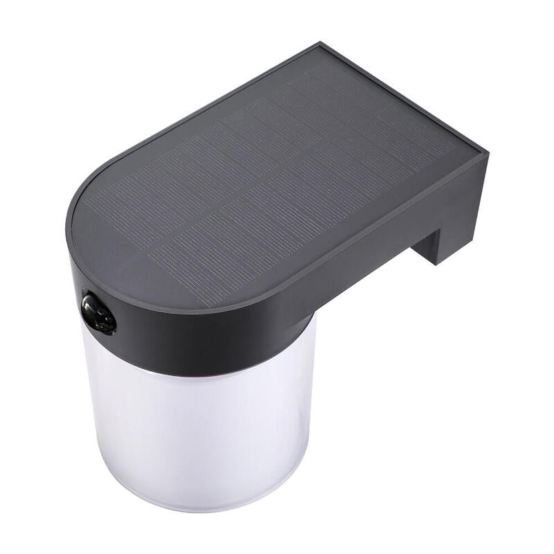 Aplique Solar Cilindrico 4 W 500 Lm, 3.000/4.000/6.500 K, 3cct, Con Sensor, Negro