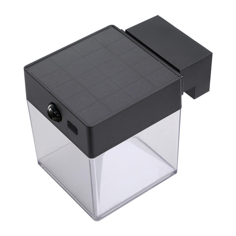 Aplique Solar Cuadrado 4 W 500 Lm, 3.000/4.000/6.500 K, 3cct, Con Sensor, Negro