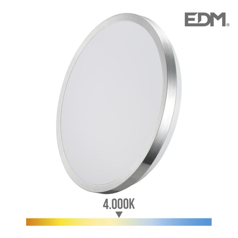 Aplique Super Led De Superficie 12w 1160lm 4000k Ø26x5,8cm Marco Cromado Edm