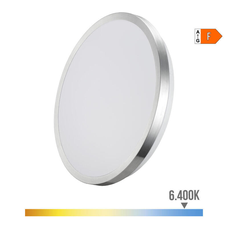Aplique Super Led De Superficie 18w 1820lm 6500k Ø33x5,9cm Marco Cromado Edm