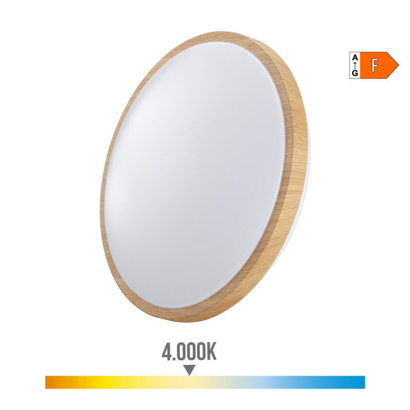 Aplique Superficie Circular Led 18w 1820lm 4000k Ø33x5,5cm Efecto Madera Edm